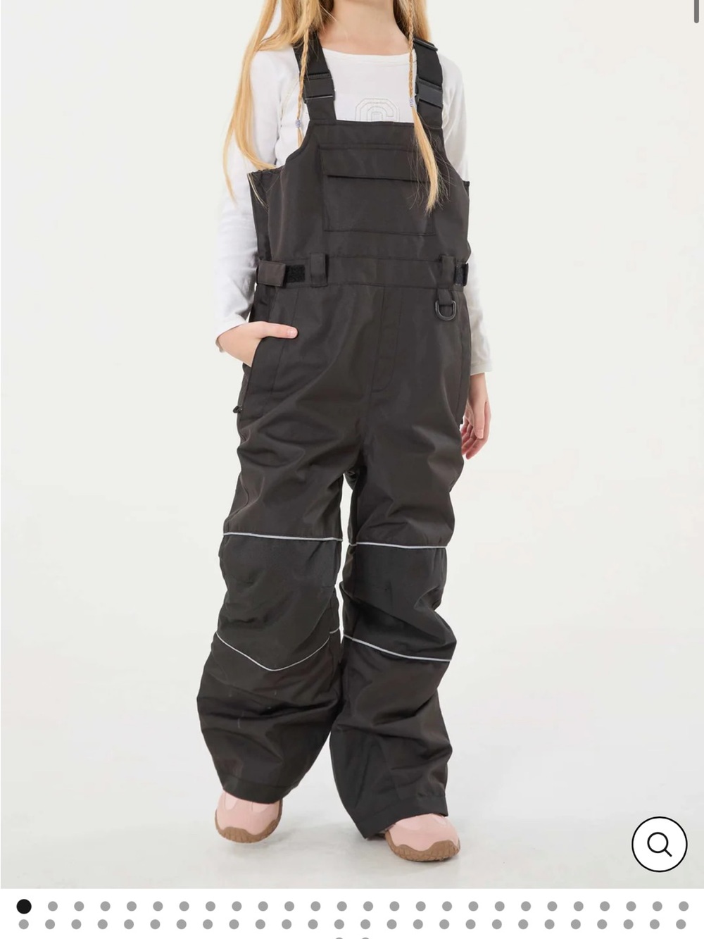 Girls' Black Waterproof Snow Bib Overalls